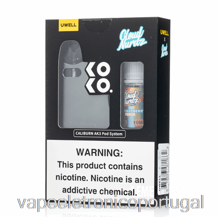Vape Eletrônico Uwell X Dv Caliburn Ak3 Kit + 50mg Nic Salt [cinza] Nuvem Nurdz - Azul Framboesa Pêssego